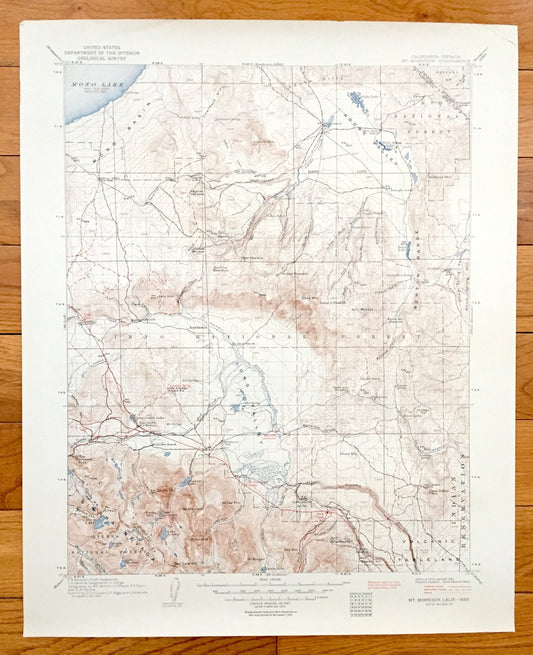 Antique Mt Morrison, California 1915 US Geological Survey Topographic Map – Mono, Fresno County, Inyo National Forest, Lake Crowley, CA