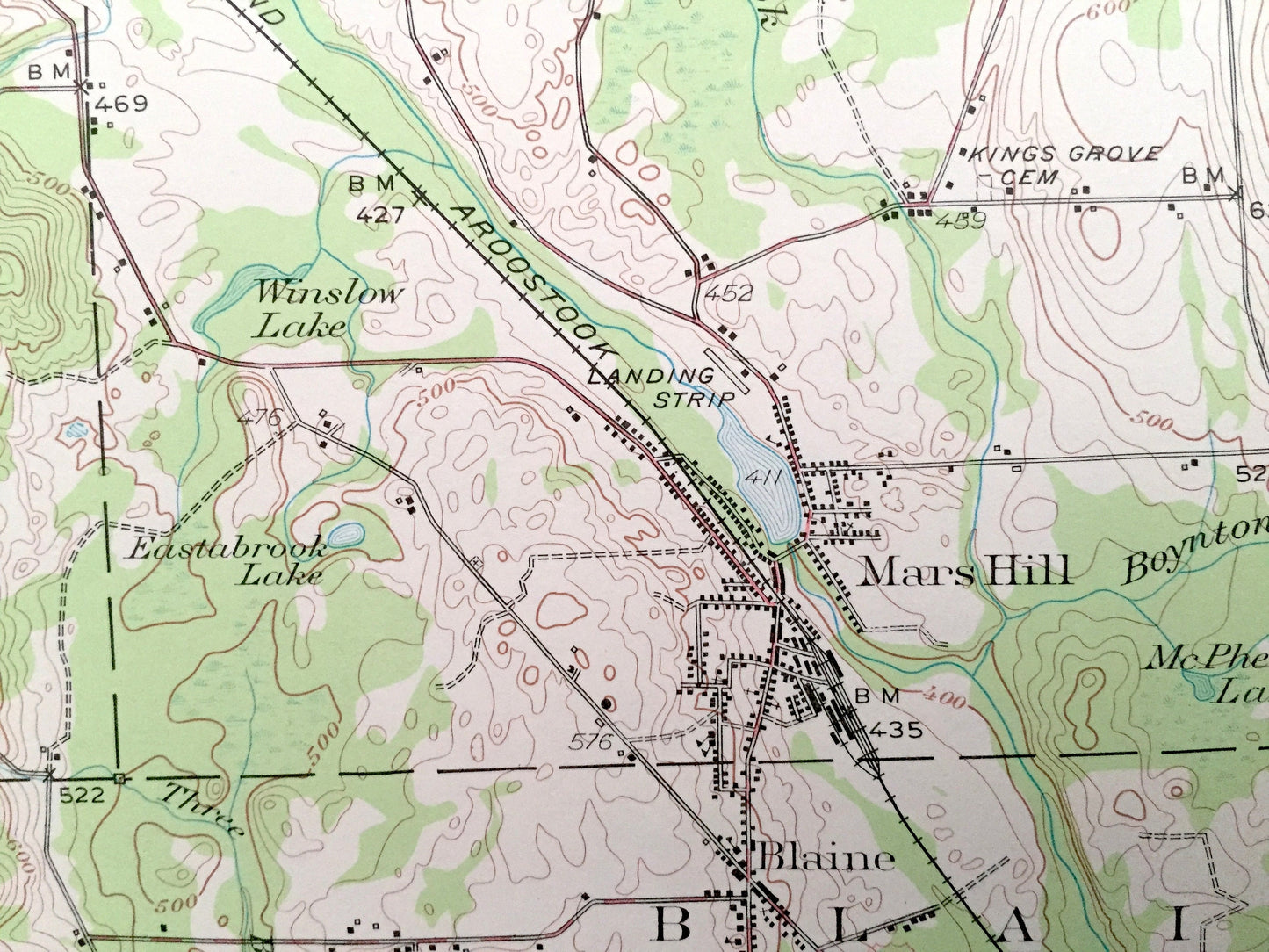 Antique Mars Hill, Maine 1951 US Geological Survey Topographic Map – Presque Isle, Fort Fairfield, Easton, Westfield, Bigrock Mountain, ME
