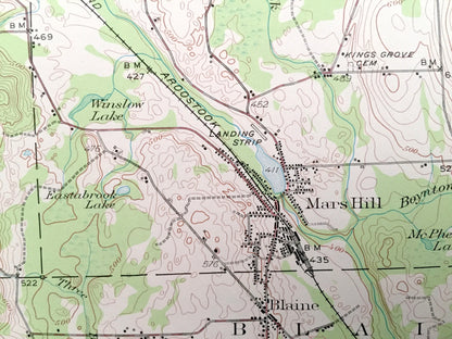 Antique Mars Hill, Maine 1951 US Geological Survey Topographic Map – Presque Isle, Fort Fairfield, Easton, Westfield, Bigrock Mountain, ME