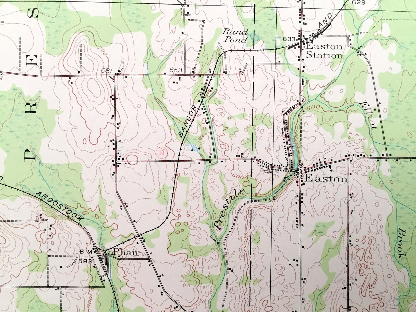 Antique Mars Hill, Maine 1951 US Geological Survey Topographic Map – Presque Isle, Fort Fairfield, Easton, Westfield, Bigrock Mountain, ME