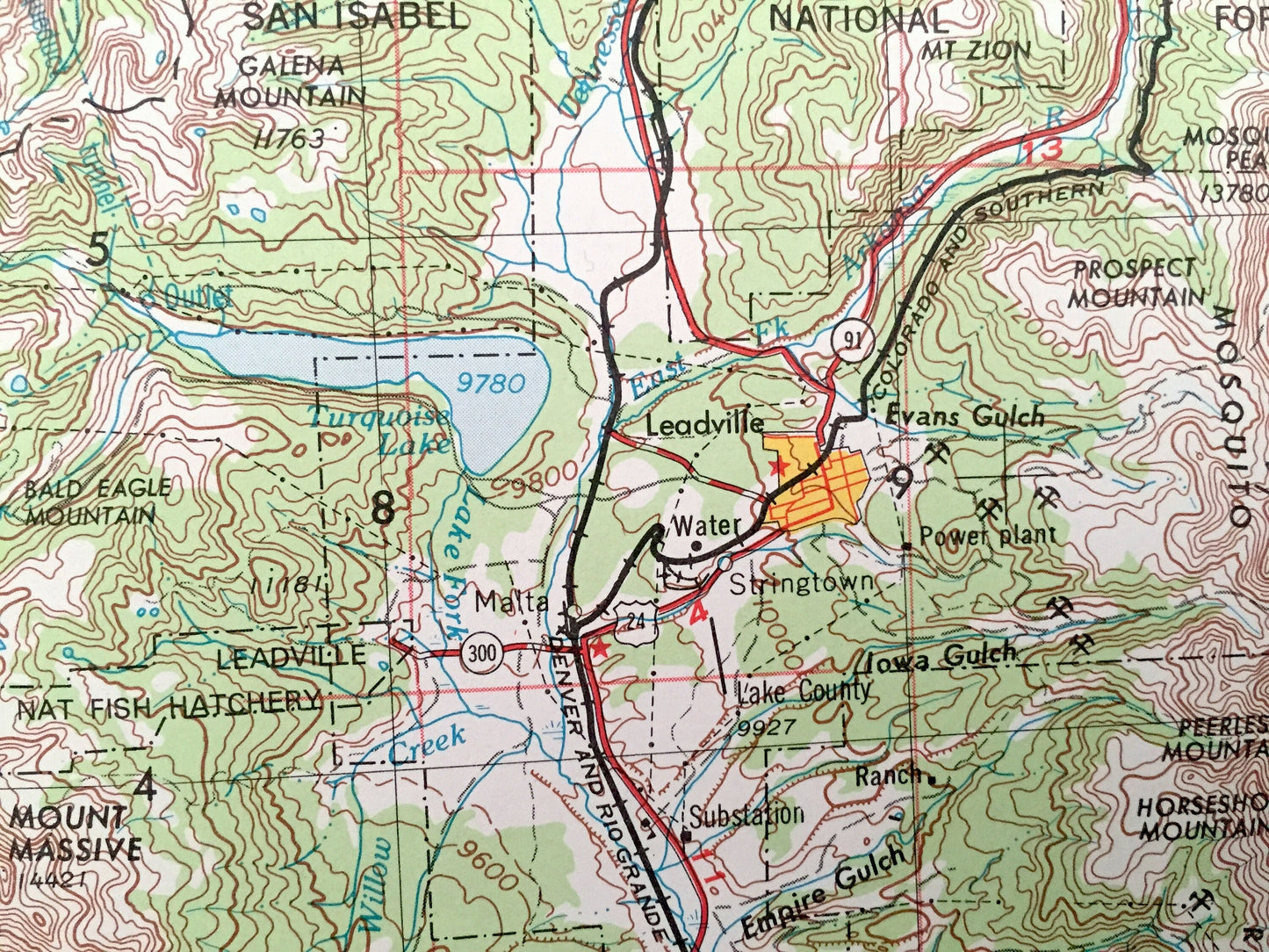 Antique Leadville, Colorado 1957 US Geological Survey Topographic Map – Aspen, Glenwood Springs, Climax, Rifle, Camp Hale Snowmass Gilman CO