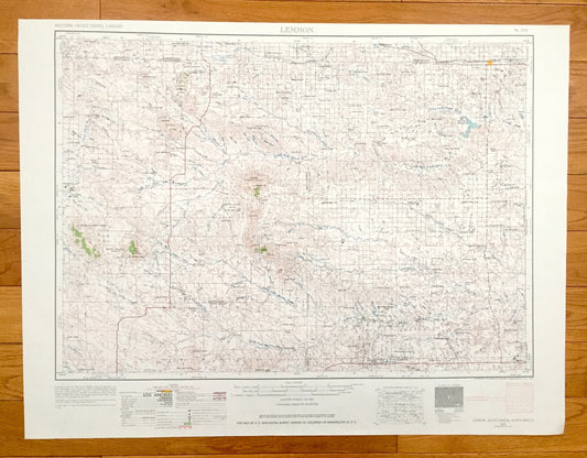 Antique Lemmon, South Dakota 1954 US Geological Survey Topographic Map – Custer National Forest, Moreau River, Buffalo, Ludlow, Shadehill SD