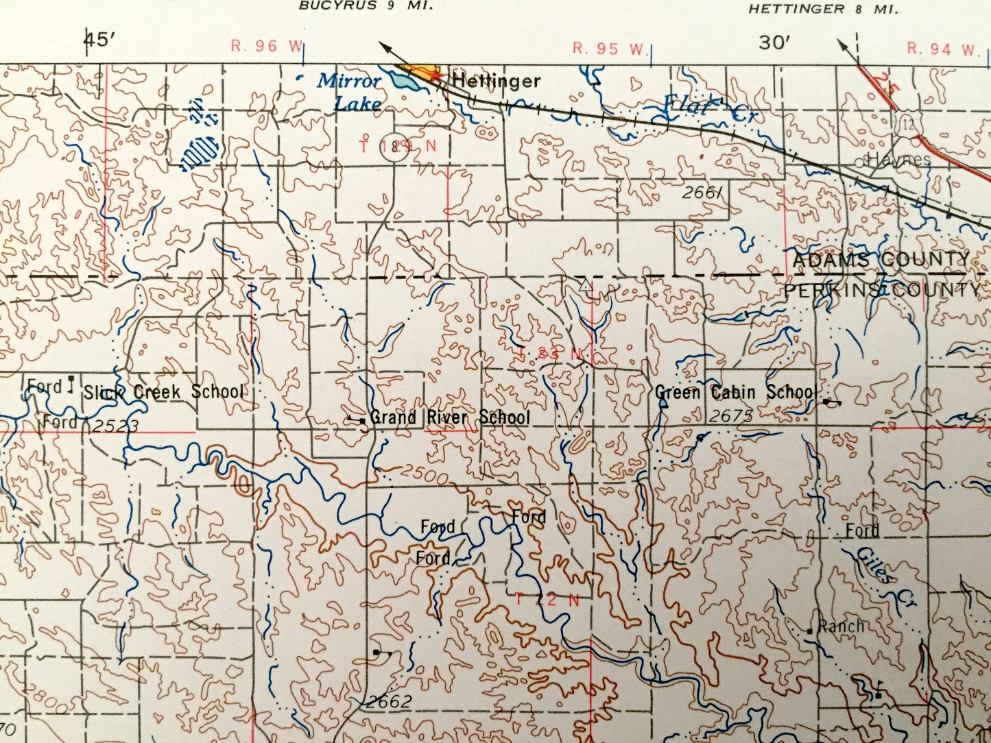 Antique Lemmon, South Dakota 1954 US Geological Survey Topographic Map – Custer National Forest, Moreau River, Buffalo, Ludlow, Shadehill SD