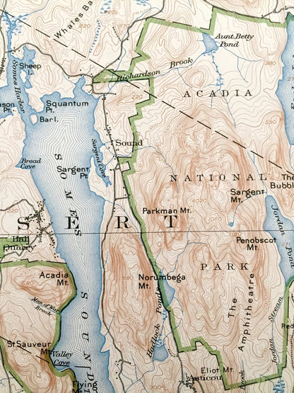 Antique Mount Desert, Maine 1904 US Geological Survey Topographic Map – Tremont, Eden, Southwest, Blue Hill, Acadia Park, Bar Harbor, ME