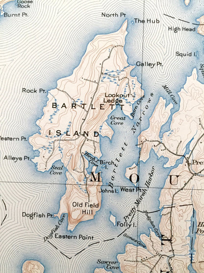 Antique Mount Desert, Maine 1904 US Geological Survey Topographic Map – Tremont, Eden, Southwest, Blue Hill, Acadia Park, Bar Harbor, ME