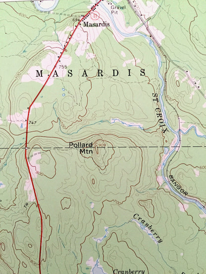 Antique Oxbow, Maine 1965 US Geological Survey Topographic Map – Masardis, Griswold, Pride, St. Croix, Umcolcus Lake, Aroostook, Penobscot