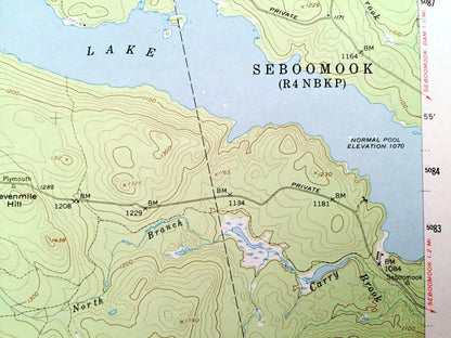Antique Seboomook Lake, Maine 1954 US Geological Survey Topographic Map – Moosehead Lake, Piscataquis, Somerset County, Tomhegan, Pittston