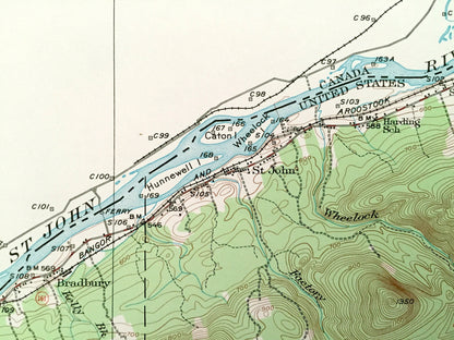 Antique St Francis, Maine 1930 US Geological Survey Topographic Map – Aroostook County, St. John River, Bradbury, New Brunswick, Canada, ME