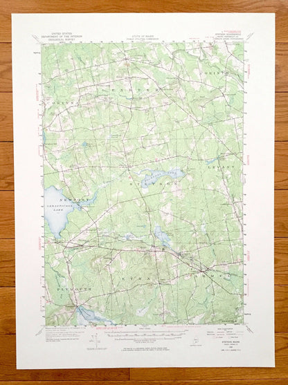 Antique Stetson, Maine 1955 US Geological Survey Topographic Map – Corinna, Exeter, Corinth, Levant, New Port, Plymouth, Etna, Carmel, ME