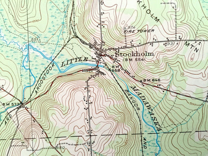 Antique Stockholm, Maine 1953 US Geological Survey Topographic Map – Madawaska, Grand Isle, Van Buren, Cyr, Connor, New Sweden, Westmanland