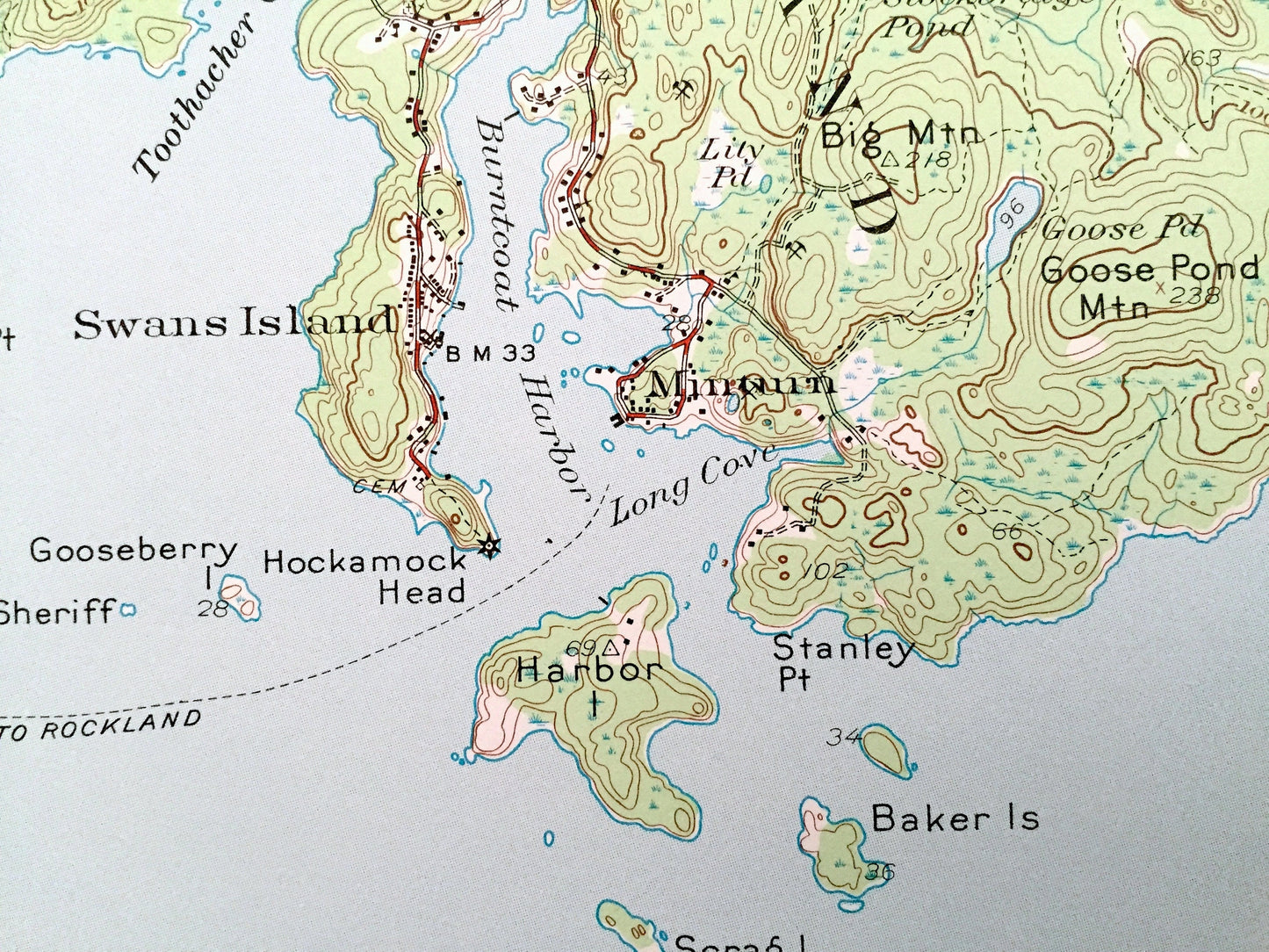 Antique Swans Island, Maine 1943 US Geological Survey Topographic Map – Tremont, Southwest Harbor, Cranberry Isles, Long Island, Hancock, ME