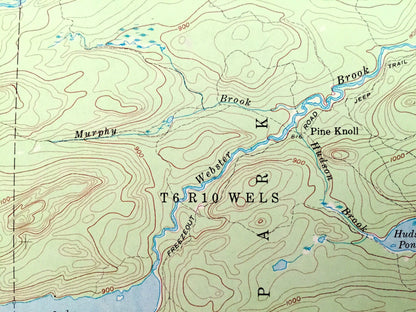 Antique Telos Lake, Maine 1957 US Geological Survey Topographic Map – Piscataquis County, Baxter State Park, Chamberlain, Nesowadnehunk