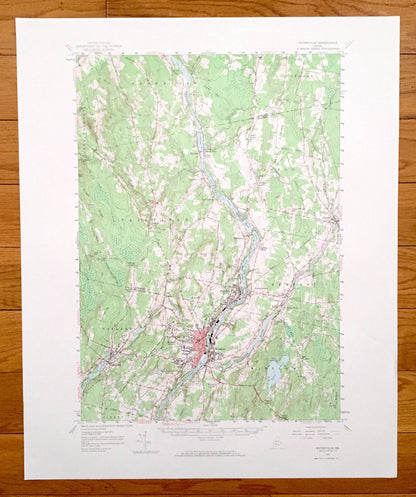 Antique Waterville, Maine 1957 US Geological Survey Topographic Map – Skowhegan, Fairfield, Clinton, Benton, Oakland, Somerset, Kennebec