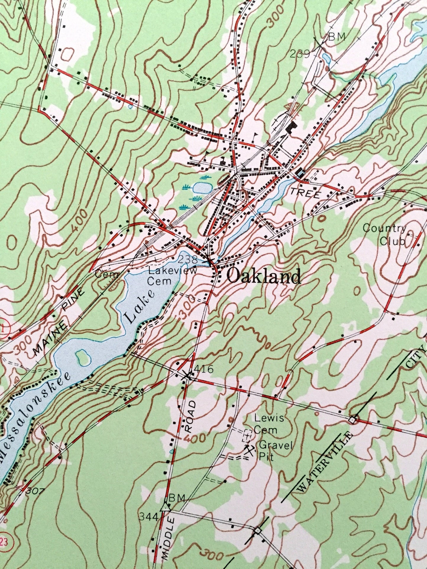 Antique Waterville, Maine 1957 US Geological Survey Topographic Map – Skowhegan, Fairfield, Clinton, Benton, Oakland, Somerset, Kennebec