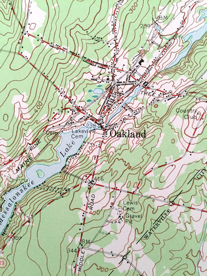 Antique Waterville, Maine 1957 US Geological Survey Topographic Map – Skowhegan, Fairfield, Clinton, Benton, Oakland, Somerset, Kennebec