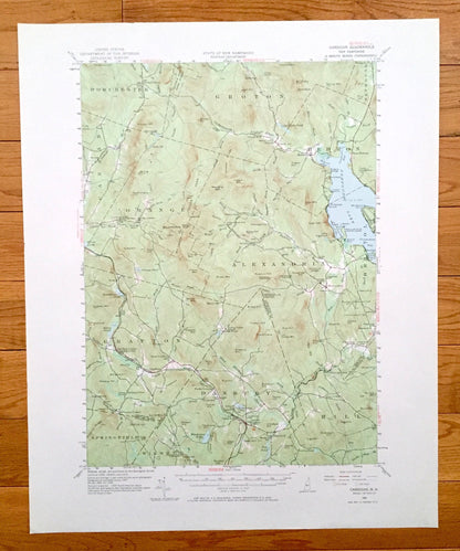 Antique Newfound Lake, New Hampshire 1956 US Geological Survey Topographic Map – Hebron, Bristol, Alexandria, Orange, Danbury Mt Cardigan NH