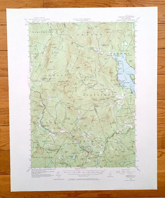 Antique Newfound Lake, New Hampshire 1956 US Geological Survey Topographic Map – Hebron, Bristol, Alexandria, Orange, Danbury Mt Cardigan NH