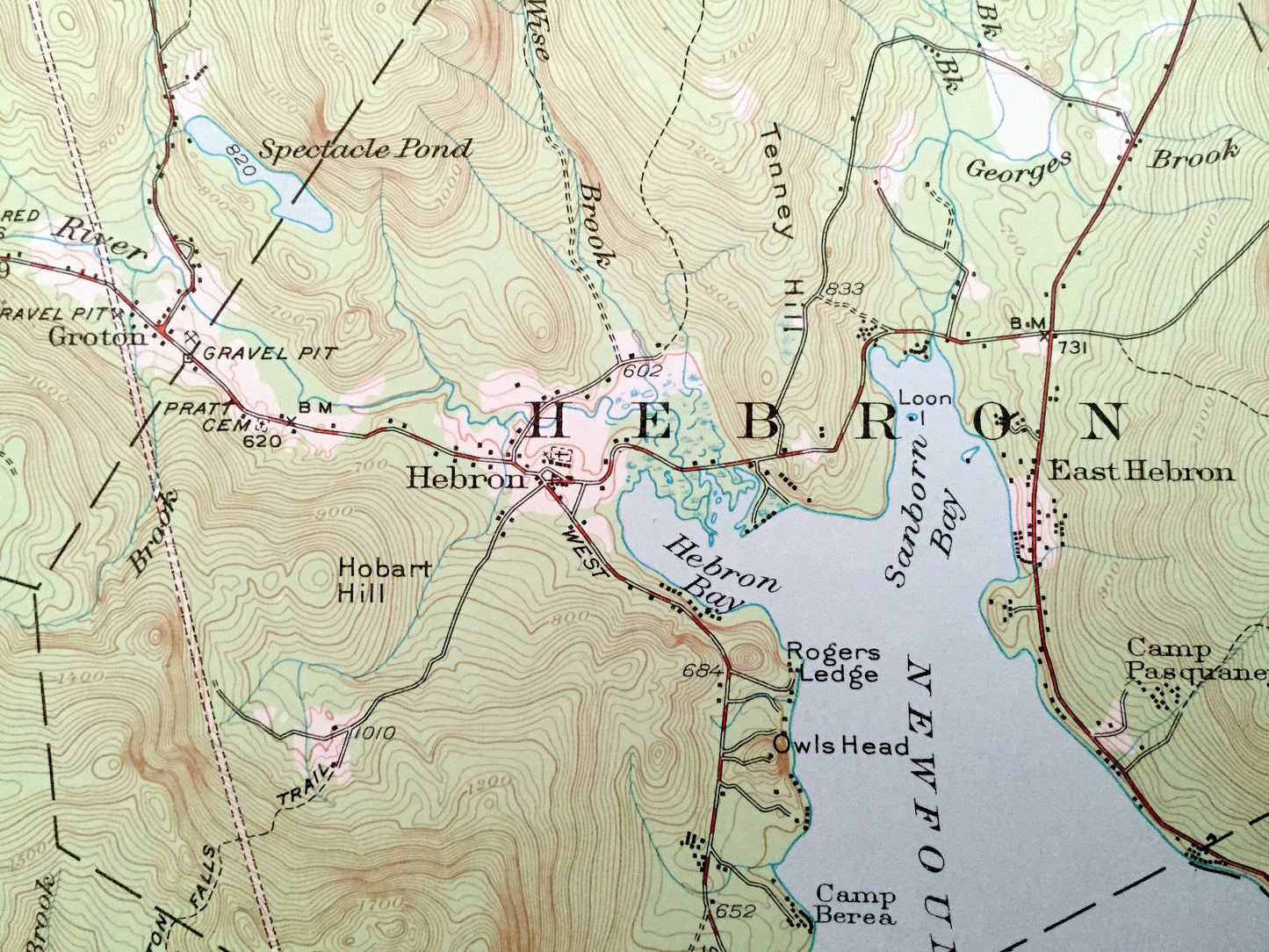Antique Newfound Lake, New Hampshire 1956 US Geological Survey Topographic Map – Hebron, Bristol, Alexandria, Orange, Danbury Mt Cardigan NH