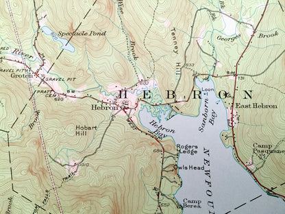 Antique Newfound Lake, New Hampshire 1956 US Geological Survey Topographic Map – Hebron, Bristol, Alexandria, Orange, Danbury Mt Cardigan NH