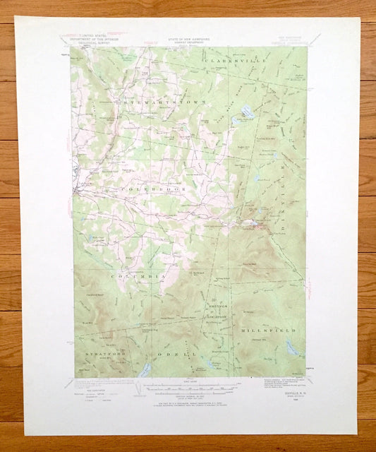 Antique Dixville Notch, New Hampshire 1930 US Geological Survey Topographic Map - Colebrook, Columbia, Stewartstown Stratford Clarksville NH