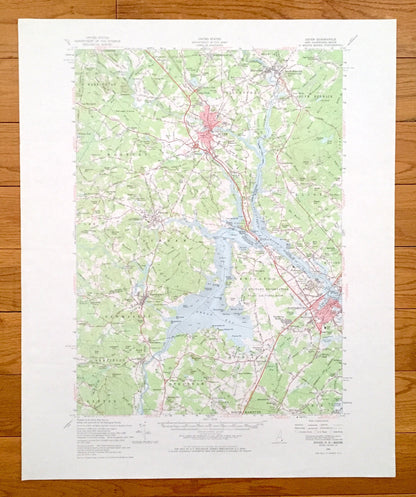 Antique Dover, New Hampshire 1956 US Geological Survey Topographic Map – Portsmouth, Durham, Pease, Great Bay, Kittery, Berwick, Maine, NH