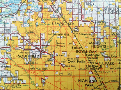 Antique Detroit, Michigan 1961 US Geological Survey Topographic Map – Ann Arbor, Lincoln Park, Grosse Pointe, Livonia, Pontiac, Flint, MI