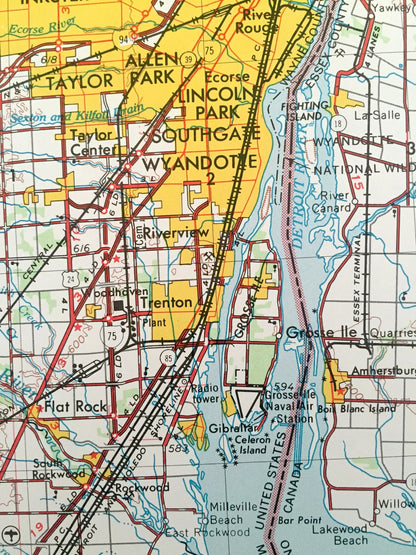 Antique Detroit, Michigan 1961 US Geological Survey Topographic Map – Ann Arbor, Lincoln Park, Grosse Pointe, Livonia, Pontiac, Flint, MI