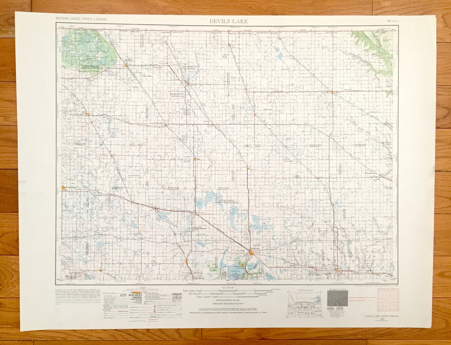 Antique Devils Lake, North Dakota 1953 US Geological Survey Topographic Map – Lakota, Cando, Rugby, Langdon, Rolla, Rolette, Bisbee, Egeland