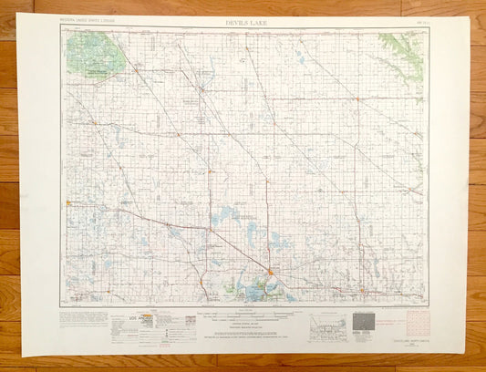 Antique Devils Lake, North Dakota 1953 US Geological Survey Topographic Map – Lakota, Cando, Rugby, Langdon, Rolla, Rolette, Bisbee, Egeland