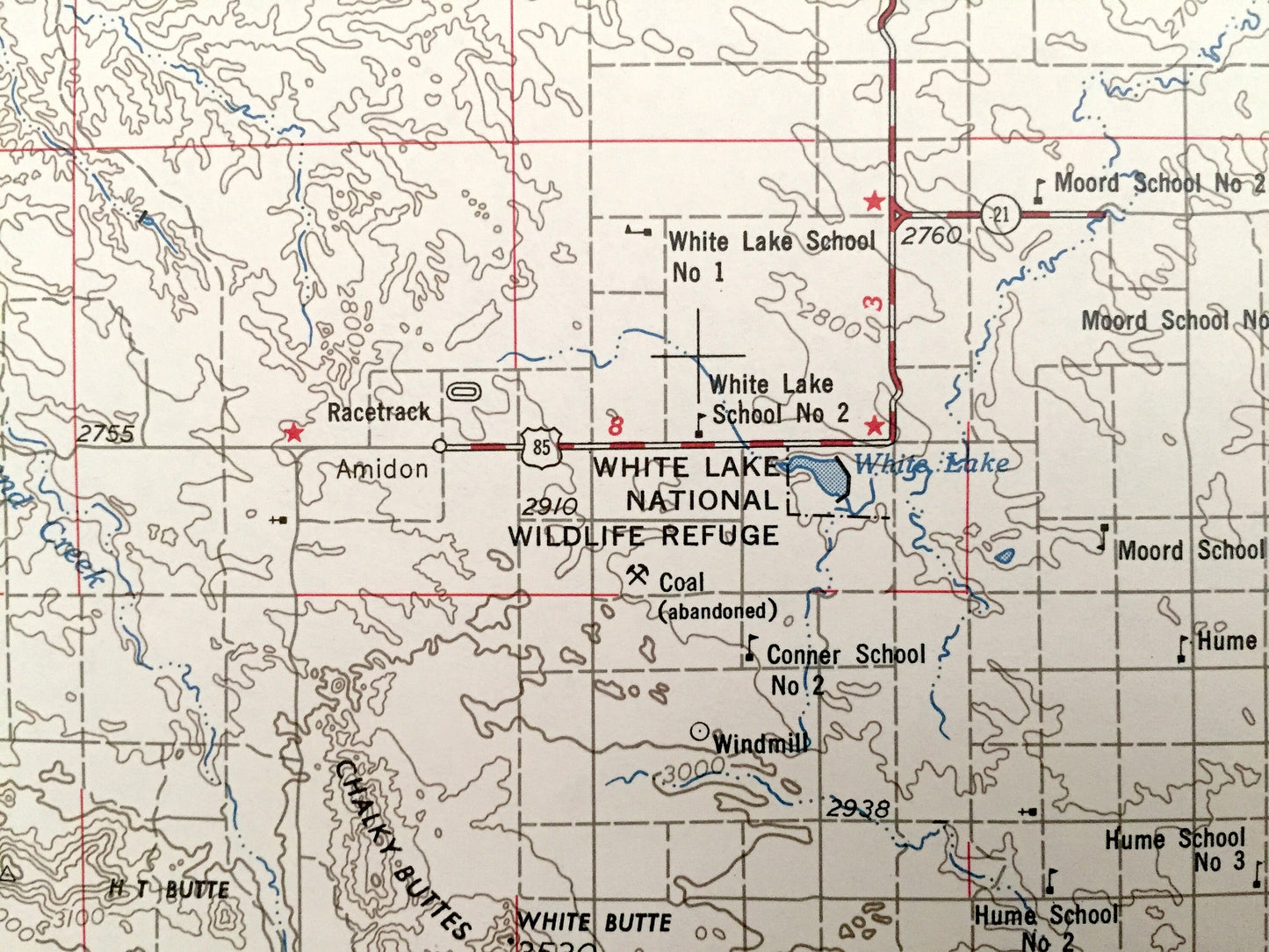 Antique Dickinson, North Dakota 1955 US Geological Survey Topographic Map – Belfield, Hebron, New England, Mott, Hettinger, Bowman, Beach