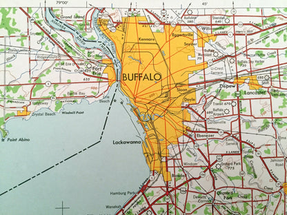 Antique Buffalo, New York 1960 US Geological Survey Topographic Map – East Aurora, Hamburg, Batavia, Warsaw, Lancaster, Jamestown, Ontario