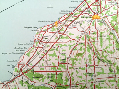 Antique Buffalo, New York 1960 US Geological Survey Topographic Map – East Aurora, Hamburg, Batavia, Warsaw, Lancaster, Jamestown, Ontario