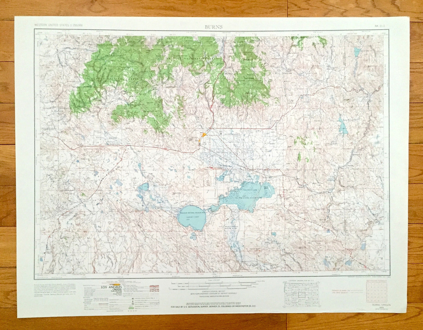 Antique Burns, Oregon 1955 US Geological Survey Topographic Map – Harney County, Hines, Buchanan, Riley Wagontire Malheur National Forest OR