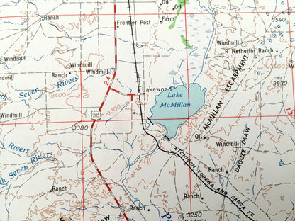 Antique Carlsbad, New Mexico 1954 US Geological Survey Topographic Map – Loving, Otis, Artesia, Lake Arthur, Hope, Alamogorde Pecos River NM