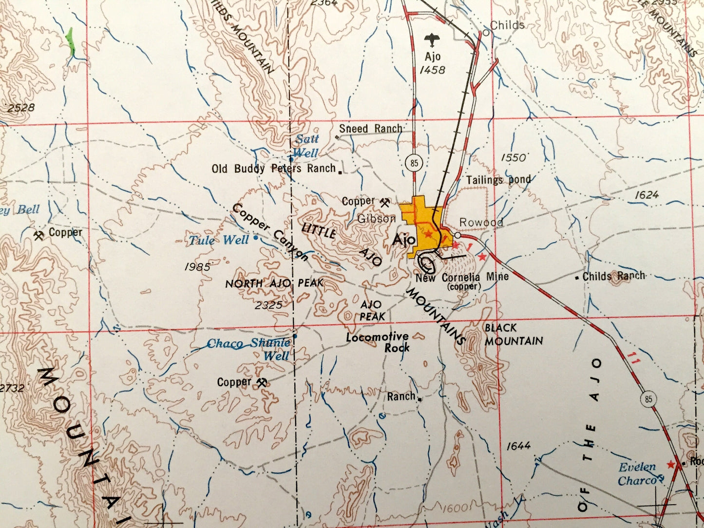 Antique Ajo, Arizona 1962 US Geological Survey Topographic Map – Roswood, Gila Bend, Schuchuli, Quijotoa, Big Horn, Freeman, Smurr Mohawk AZ