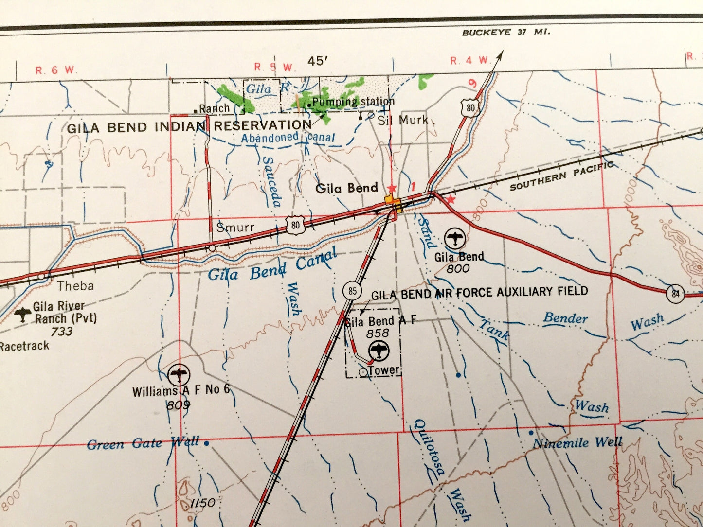Antique Ajo, Arizona 1962 US Geological Survey Topographic Map – Roswood, Gila Bend, Schuchuli, Quijotoa, Big Horn, Freeman, Smurr Mohawk AZ