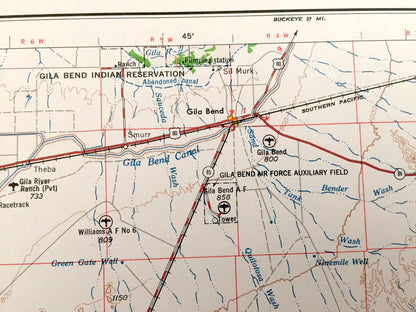 Antique Ajo, Arizona 1962 US Geological Survey Topographic Map – Roswood, Gila Bend, Schuchuli, Quijotoa, Big Horn, Freeman, Smurr Mohawk AZ
