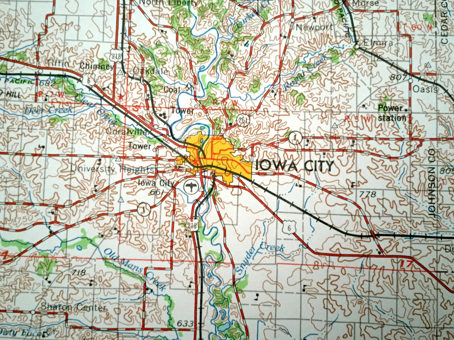 Antique Davenport, Iowa 1962 US Geological Survey Topographic Map – Cedar Rapids, Clinton, Bettendorf, Wapello, Muscatine, DeWitt, Tipton
