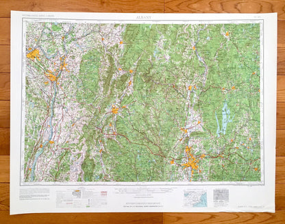 Antique Albany, New York 1962 US Geological Survey Topographic Map – Berkshires, Troy, Schenectady, Hudson, Catskill, Watervliet, Cohoes, MA