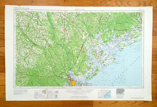 Antique Savannah, Georgia 1961 US Geological Survey Topographic Map – South Carolina, Statesboro, Claxton, Sylvania, Millen, Bloomingdale GA