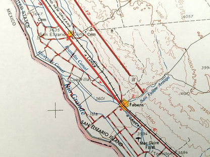 Antique El Paso, Texas 1965 US Geological Survey Topographic Map – Fabens, Clint, Canutillo, San Elizario, Smeltertown, Anthony, New Mexico