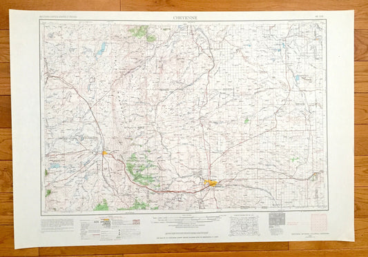 Antique Cheyenne, Wyoming 1954 US Geological Survey Topographic Map – Laramie, Bosler, Pine Bluffs, Burns, Gleason, Diamond, La Grange