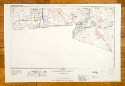 Antique El Centro, California 1964 US Geological Survey Topographic Map – Holtville, Calexico, Brawley, Dixieland, Seeley, Meloland, Arizona