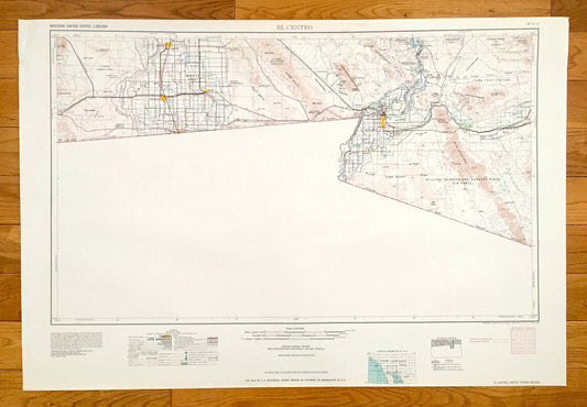 Antique El Centro, California 1964 US Geological Survey Topographic Map – Holtville, Calexico, Brawley, Dixieland, Seeley, Meloland, Arizona
