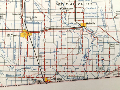 Antique El Centro, California 1964 US Geological Survey Topographic Map – Holtville, Calexico, Brawley, Dixieland, Seeley, Meloland, Arizona