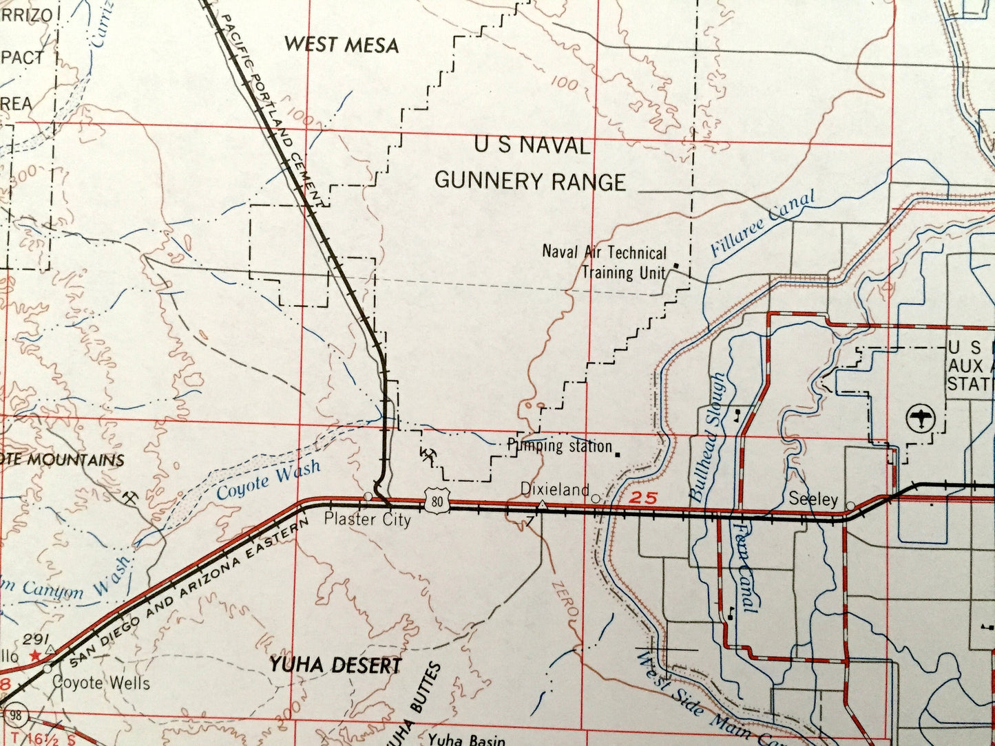 Antique El Centro, California 1964 US Geological Survey Topographic Map – Holtville, Calexico, Brawley, Dixieland, Seeley, Meloland, Arizona