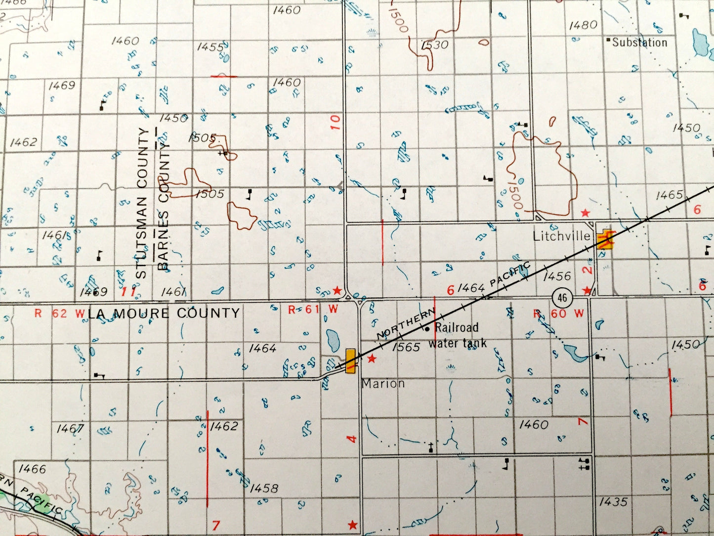 Antique Jamestown, North Dakota 1954 US Geological Survey Topographic Map – Valley City, La Moure, Oakes, Ellendale, Napoleon, Wishek, Kulm