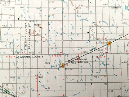 Antique Jamestown, North Dakota 1954 US Geological Survey Topographic Map – Valley City, La Moure, Oakes, Ellendale, Napoleon, Wishek, Kulm