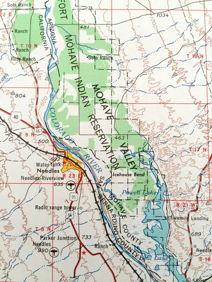 Antique Needles, California 1956 US Geological Survey Topographic Map – Klinefelter, Homer, Goffs, Fenner, Danby, Saltus, Chemehuevi Valley