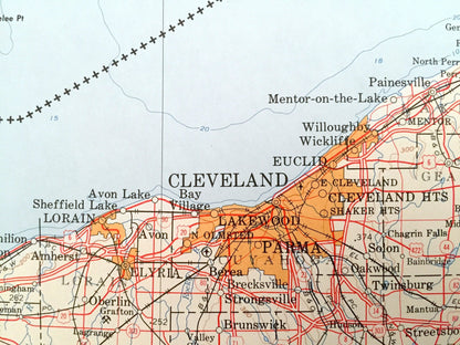 Antique Lake Erie 1974 US Geological Survey Topographic Map – Detroit, Ann Harbor, Cleveland, Pittsburgh, Buffalo, Niagara Falls, Toronto
